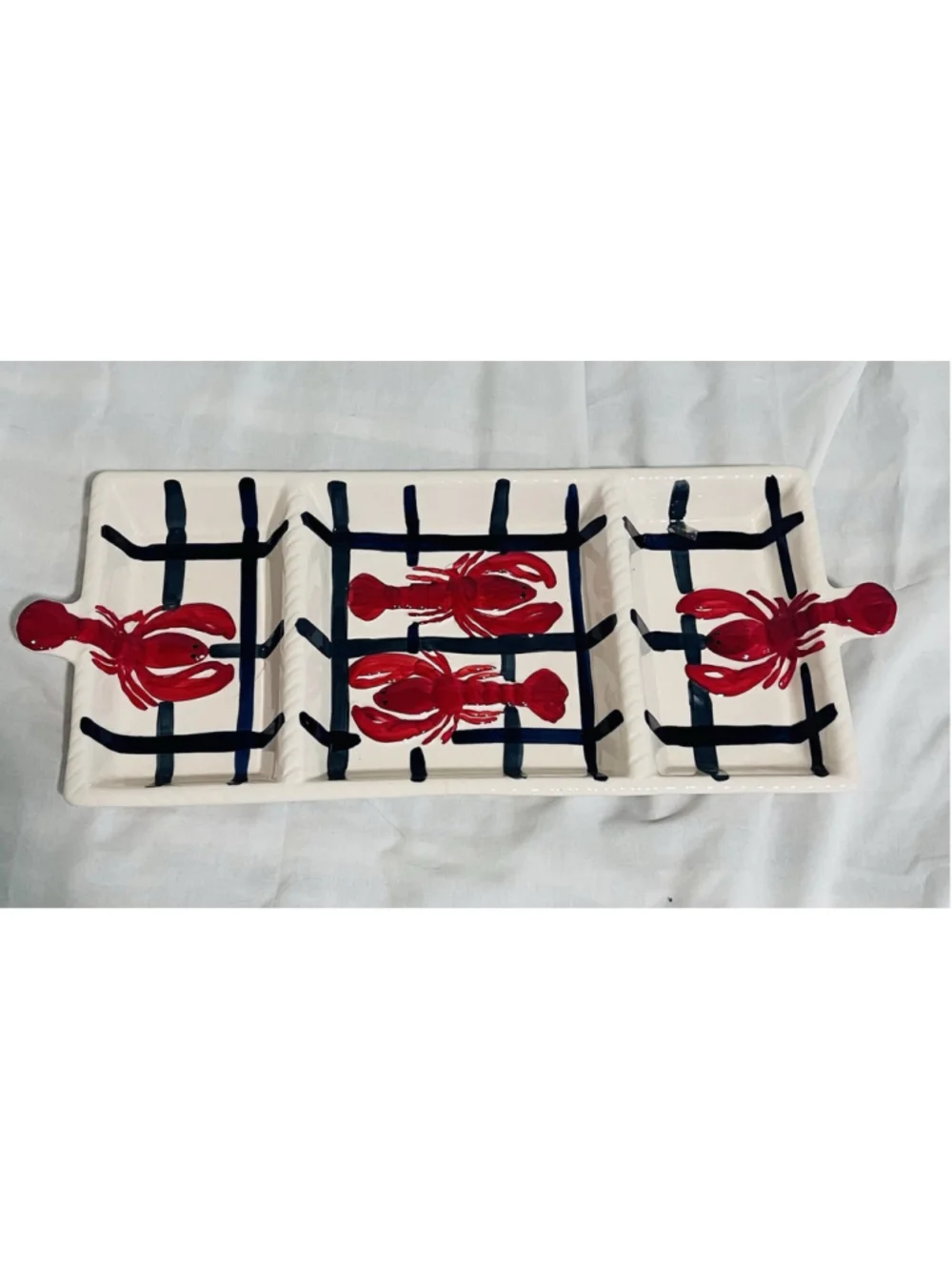 Lobster A Go-Go Divided Platter Tray Sweet Olive Designs Lisa Levy Coastal